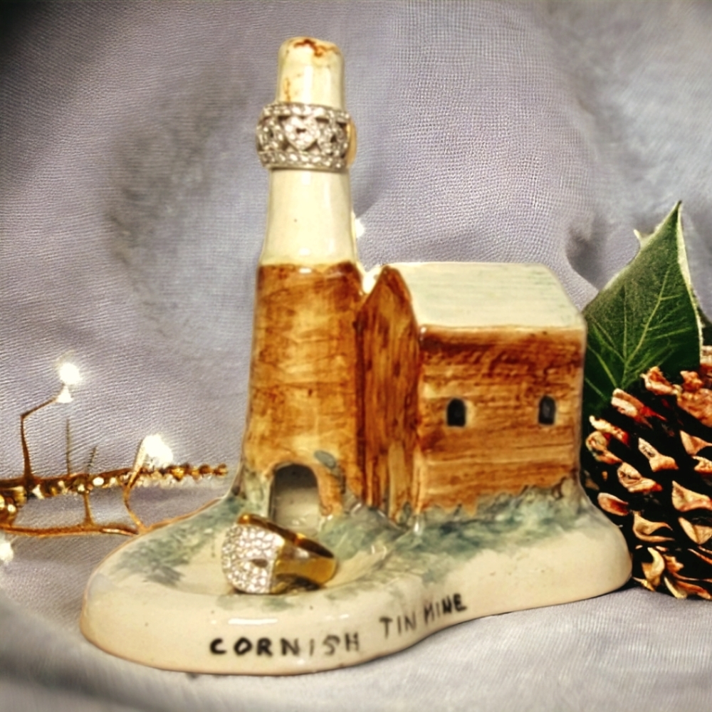 Vintage Duchy Pottery Ceramic Cornish Tin Mine vintage trinket tray  House